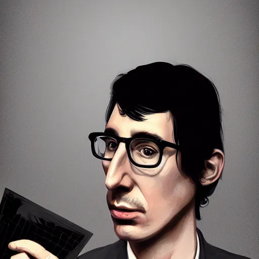 Image similar to photo booth, john oliver and adam driver, john oliver, adam driver, full body, elegant, beautiful, highly detailed, centered, dark, smokey, digital painting, concept art, smooth, sharp focus, illustration, deviant art, art by greg rutkowski