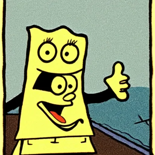 Prompt: sponge bob as the scream 1 8 9 5