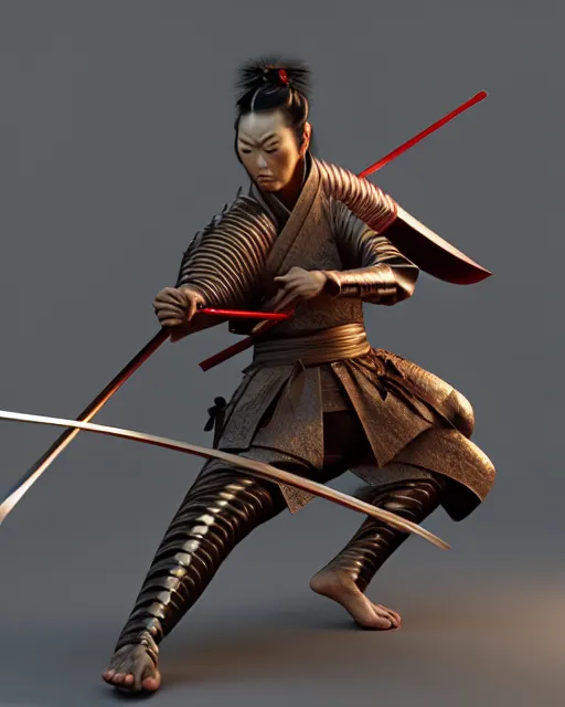 Image similar to Samurai with Katana, (((artstation, concept art, smooth, sharp focus, artgerm, Tomasz Alen Kopera, Peter Mohrbacher, donato giancola, Joseph Christian Leyendecker, WLOP, Boris Vallejo))), octane render, unreal engine, 3d render, , octane render, nvidia raytracing demo, grainy, muted