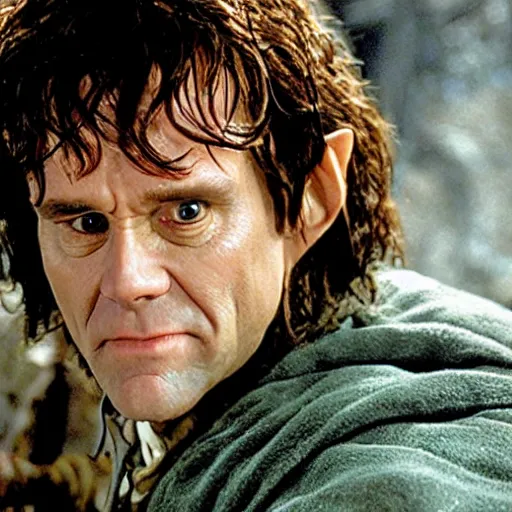 Image similar to jim carrey playing bilbo baggins in lord of the rings