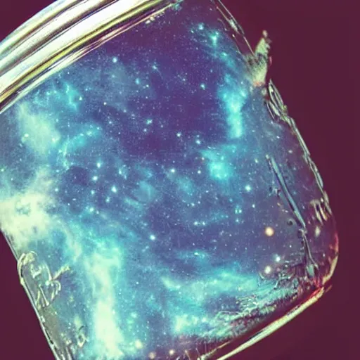Prompt: the universe in a mason jar, 8 k, hyper realistic, high quality,