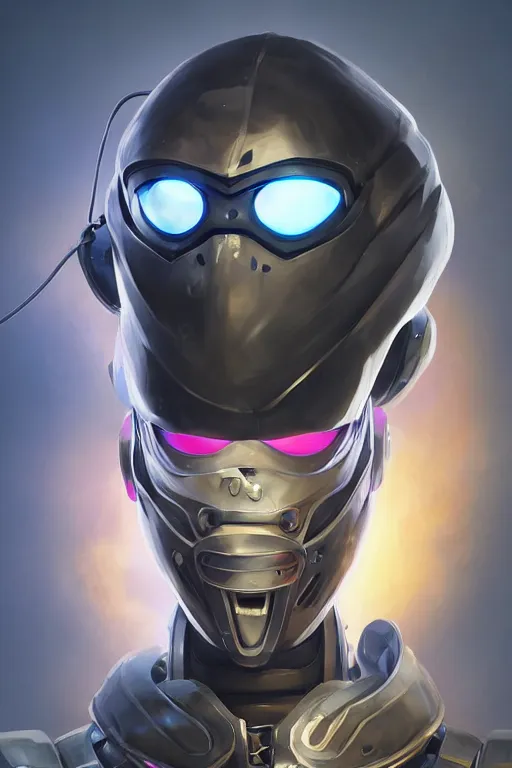 Image similar to epic mask helmet robot ninja portrait stylized as fornite style game design fanart by concept artist gervasio canda, behance hd by jesper ejsing, by rhads, makoto shinkai and lois van baarle, ilya kuvshinov, rossdraws global illumination radiating a glowing aura global illumination ray tracing hdr render in unreal engine 5