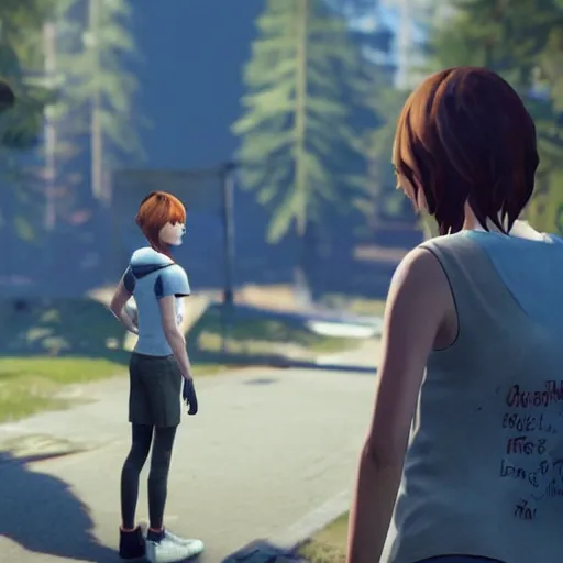 Prompt: A rabbit in Life Is Strange talking with Chloe and Max