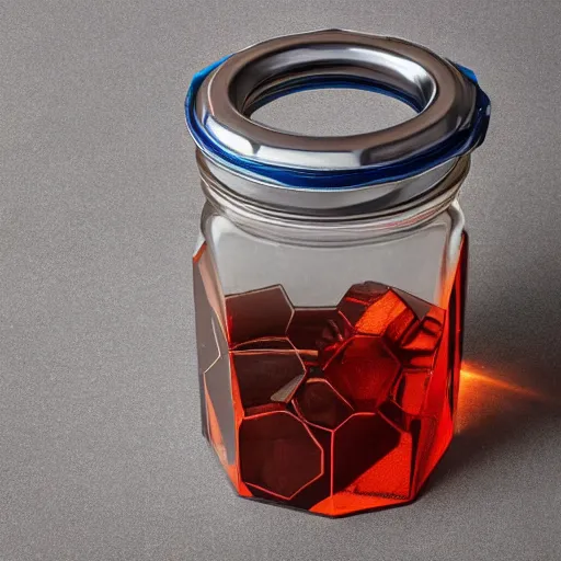 Image similar to a jar with a hexagonal screw - on lid