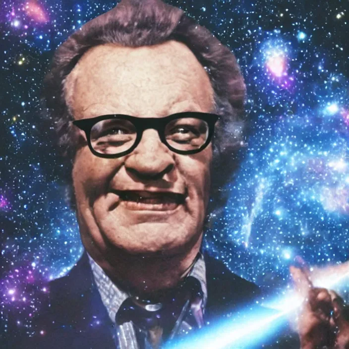 prompthunt: a sci - fi hologram of harry caray in space, universe