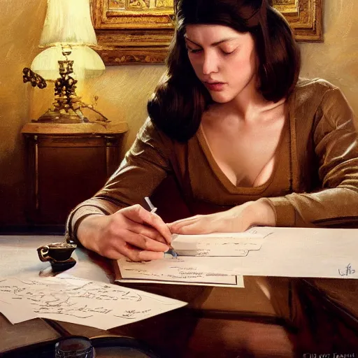 Prompt: peacefully reading her last letter 1965, artstation, concept art, donato giancola, Joseph Christian Leyendecker, WLOP, Boris Vallejo, Breathtaking, 8k resolution, extremely detailed, beautiful, establishing shot, artistic, hyperrealistic, octane render, cinematic lighting, dramatic lighting, masterpiece, light brazen, extremely detailed and beautiful face