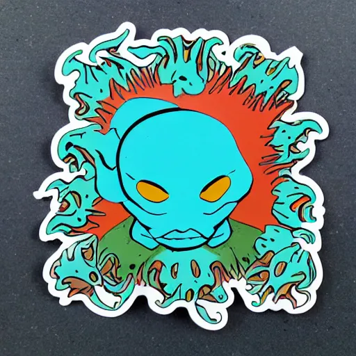 Image similar to die cut sticker, nausicaa, splatter paint