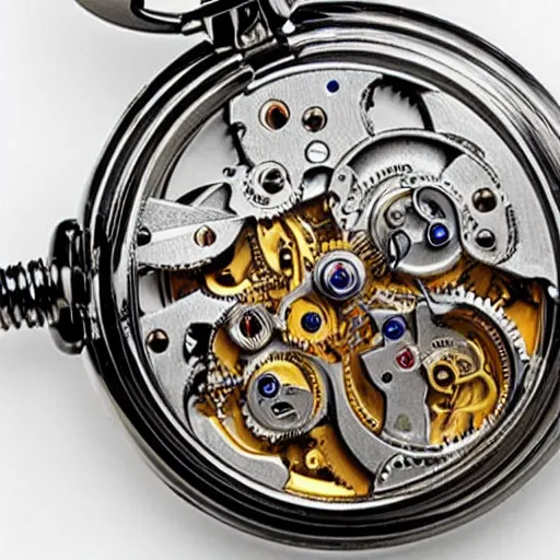 Prompt: cu thousands of tiny interlocking wheels and pinions make for the most elaborate pocket mechanical pocket watch mechanism ever invented, hyperreal - h 6 4 0