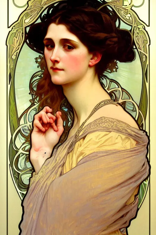 Image similar to victorian lady, painting by alphonse mucha, bouguereau, detailed art, artstation