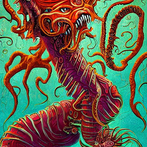 Image similar to creatures from beyond time and space surrounded by cosmic horror, lovecraftian monster, big tech corporate art style, memphis design