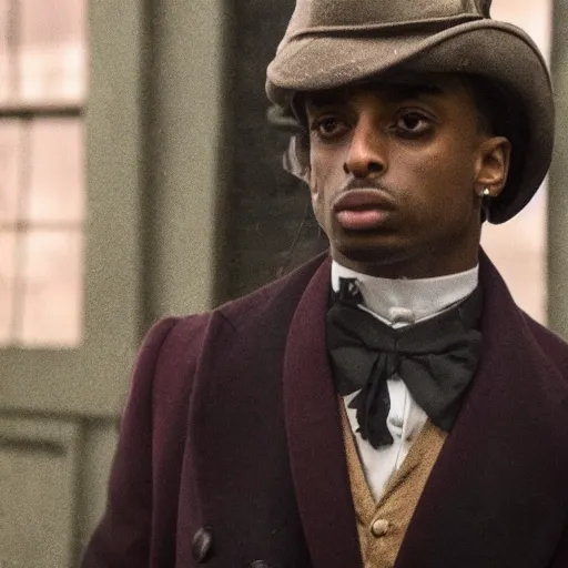 Image similar to playboi carti in peaky blinders 4 k the detailed super realistic