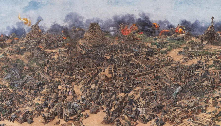 Image similar to panoramic view of Khaenri'ah being destroyed by the gods, Genshin Impact