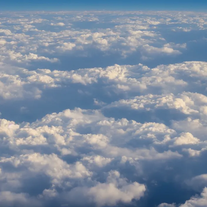 Prompt: Endless clouds towering high, seen from a plane, no ground visible, very detailed, 8k resolution, pale yellow hue