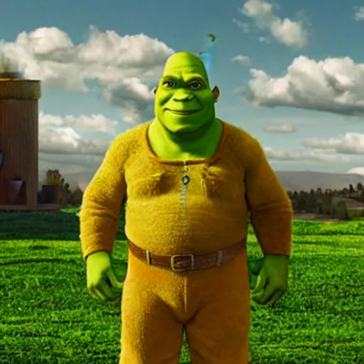 Prompt: shrek as walter white in'breaking bad'( 2 0 1 2 ), movie still frame, oscar nominated cinematography, volumetric lighting, 8 k resolution, beautiful composition