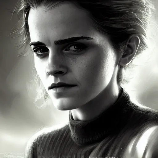 Image similar to 80 years old Emma Watson, portrait by Cedric Peyravernay, highly detailed, excellent composition, cinematic concept art, dramatic lighting, trending on ArtStation