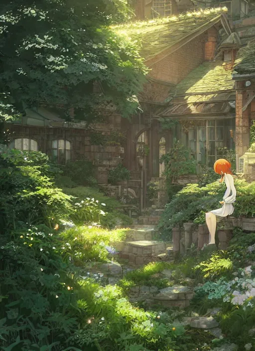 Prompt: the emerald herald in the garden, intricate, tone mapped, highly detailed, digital painting, pixiv, concept art, smooth, sharp focus, illustration, by makoto shinkai and akihiko yoshida