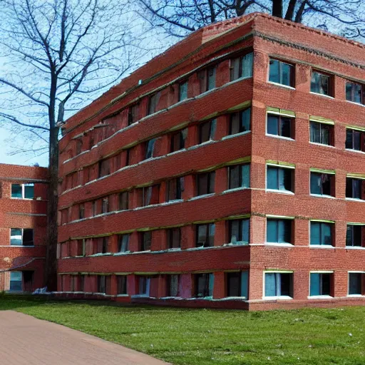 Image similar to a recursively stacked brick building