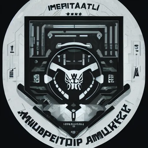 Image similar to seal of imperial military, cyberpunk, trending on artstation, high quality, brush stroke, symmetry, jama jurabaev, sparths, andree wallin, edvige faini, balaskas