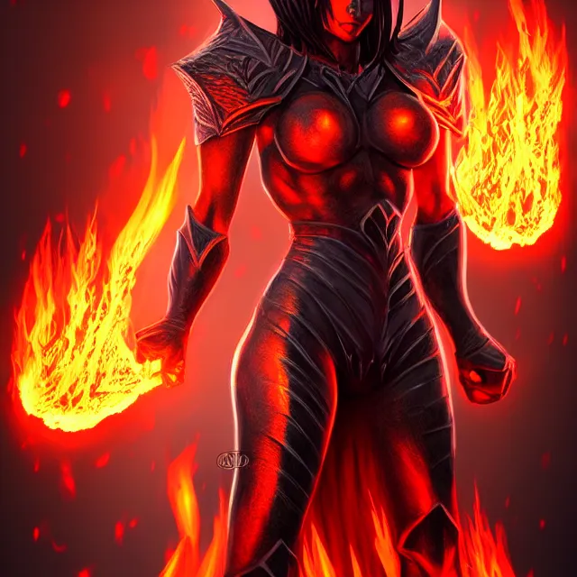 Prompt: hell knight with fire powers, highly detailed, 8 k, hdr, smooth, sharp focus, high resolution, award - winning photo, artgerm, photorealistic