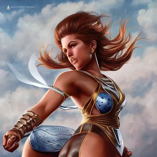 Image similar to an amazing masterpiece of art by artgerm, female american gladiator