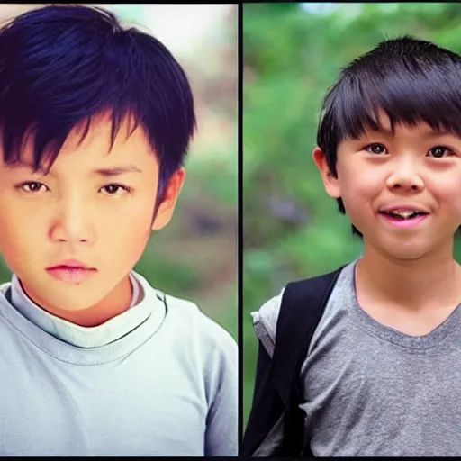 Prompt: asian 6 year old luke skywalker, underbite, heart shaped face, thin short hair