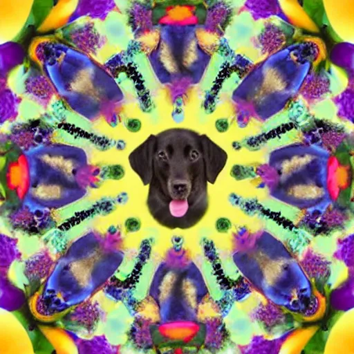 Image similar to a kaleidoscope of puppies