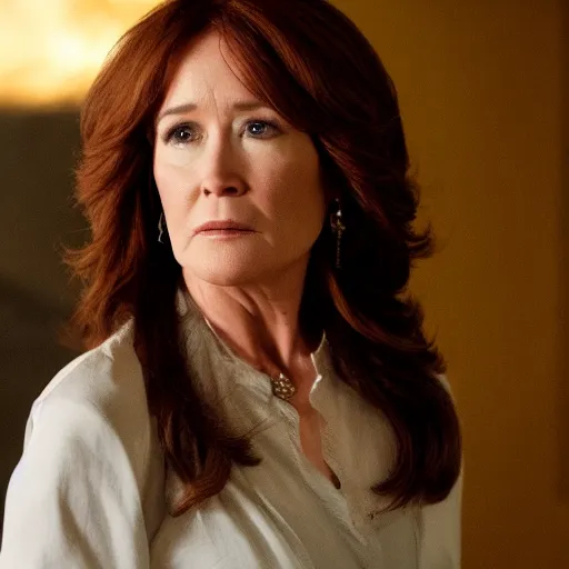 Image similar to mary mcdonnell as catlyn stark golden hour cinematic