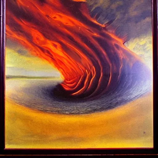 Image similar to portrait of a Wave of fire by Salvidor Dali.