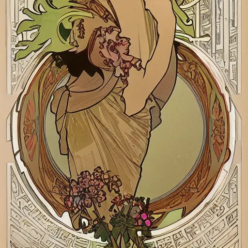 Prompt: a house int the style of alphonse mucha