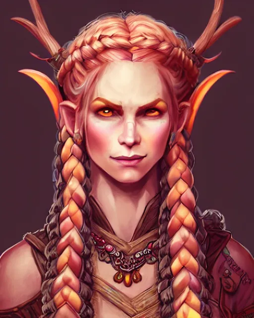 female firbolg dungeons and dragons long braided peach | Stable ...