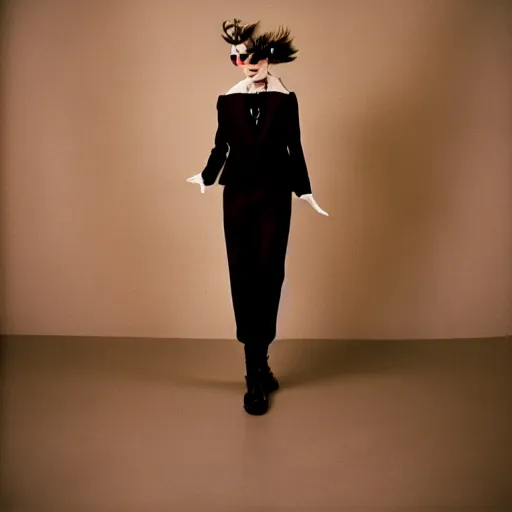 Image similar to fisheye medium format photograph of a surreal fashion shoot