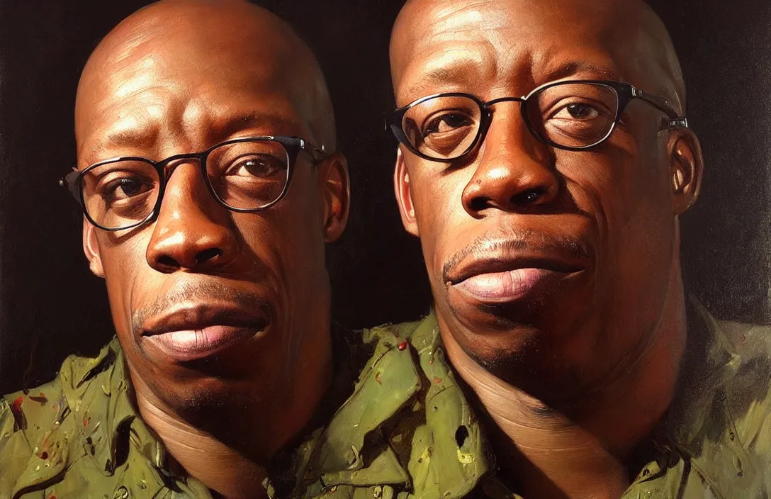 Image similar to portrait of ian wright!!!!!!!!!!!!!!!!!!!!!!!!!!!, detailed face, detailed painting, epic lighting, by ilya repin, phil hale and kent williams