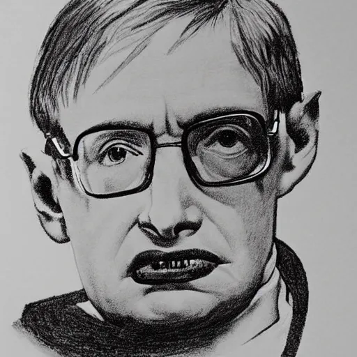 Prompt: Stephen Hawking drawn by a child, crayons,