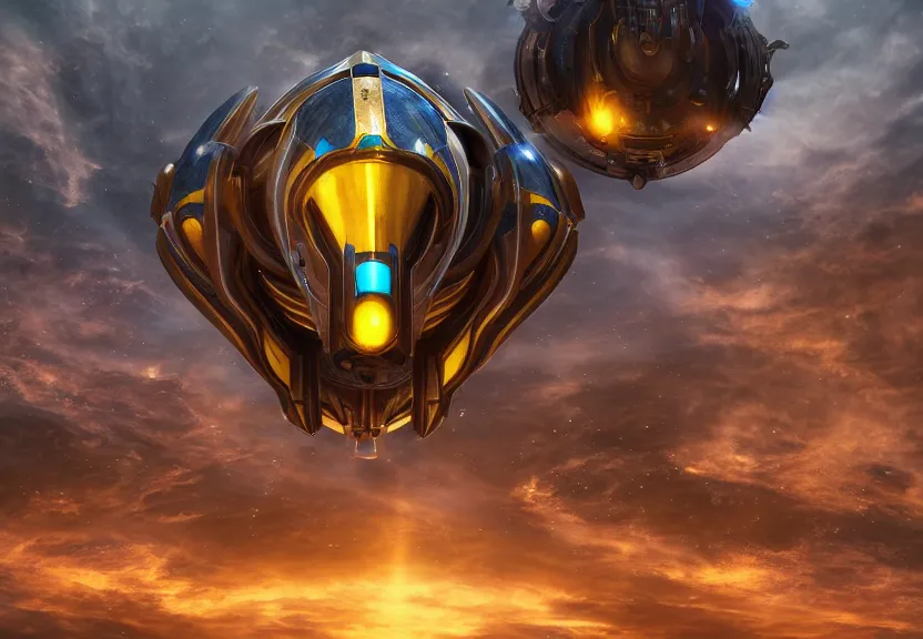 Prompt: photograph of a protoss spaceship uhd 4 k, hdr, 4 k, incredible detail taken by nikon 3 5 0 0 camera