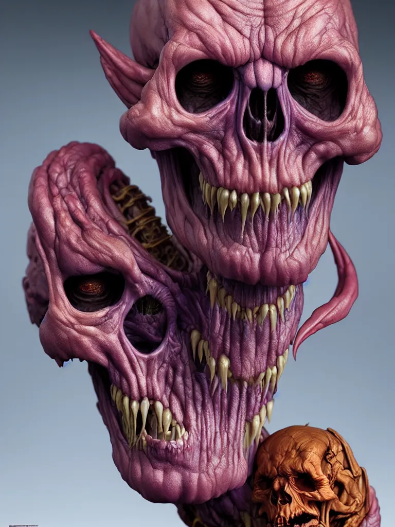 Image similar to hyperrealistic rendering, skeletor face by donato giancola and greg rutkowski and wayne barlow and zdzisław beksinski, product photography, action figure, sofubi, studio lighting, colored gels