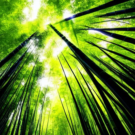 Image similar to cinematic photo of a bamboo forest, light rays, golden ratio,