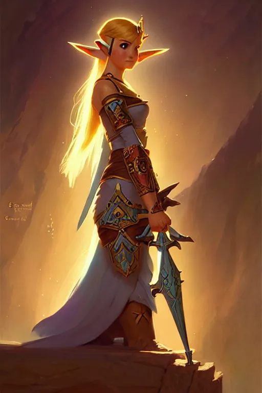 Image similar to princess zelda by bayard wu, anna podedworna, gaston bussiere, greg rutkowski