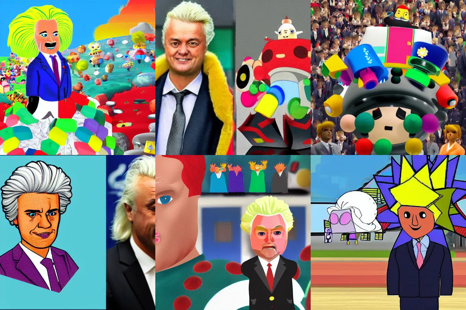 Prompt: geert wilders as a beautiful katamari character