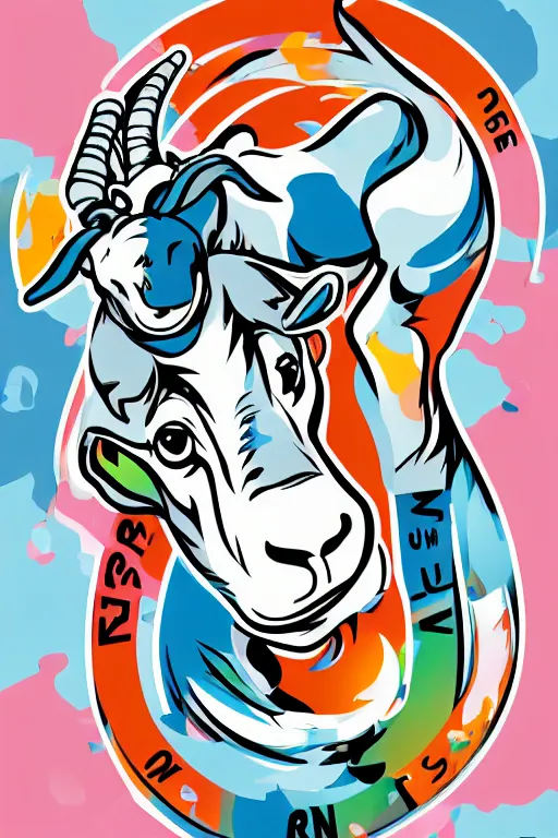 Image similar to A portrait of a goat that is a fitness trainer, sticker, colorful, illustration, highly detailed, smooth and clean vector curves, no jagged lines, vector art, smooth