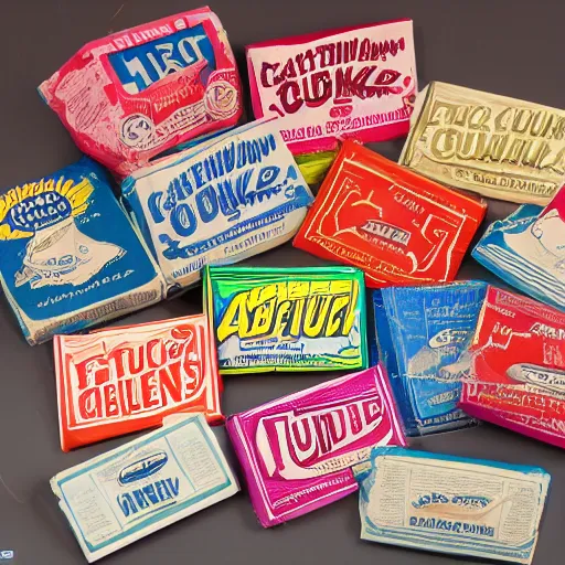 Image similar to packs of bubblegum from the fifties