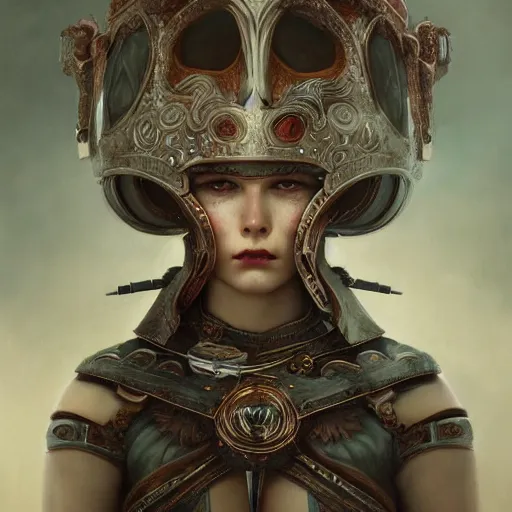 Image similar to porcelain in full warrior armor, soft painting of a curiosities graceful carnival, perfectly detailed, symmetrical accurate intricate sensual features, highly detailed, artstation, sharp focus, tom bagshaw