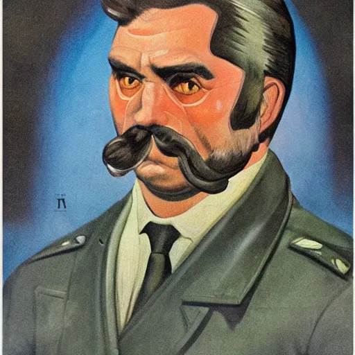 Image similar to a detailed and complex, highly detailed, concept art, soviet propaganda poster depicting a portrait of fierljeppen. painting by irakli toidze