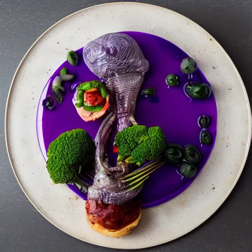 Image similar to alien food on a plate from above