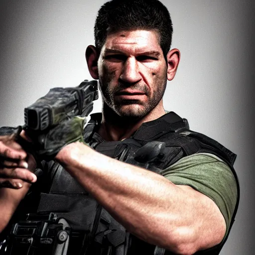 Image similar to john bernthal as chris redfield, 4 k, high detail, high - resolution photograph, professional photography, ultra - detail