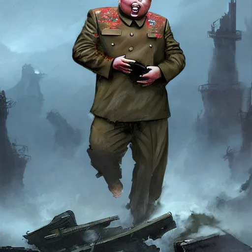 Prompt: zombie kim jong un geog darrow greg rutkowski