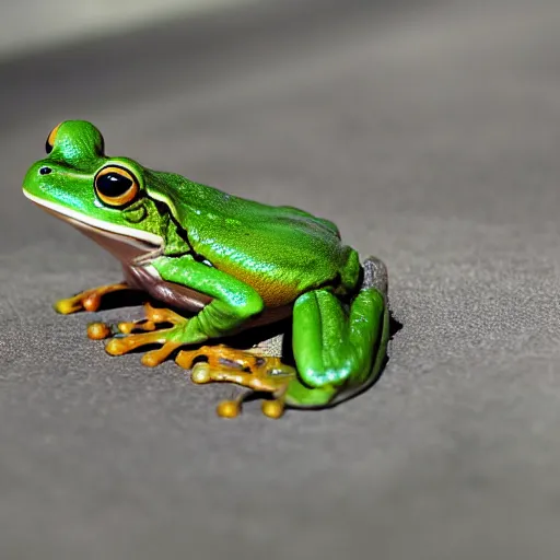 Image similar to frog livestreaming on twitch, award winning photograph