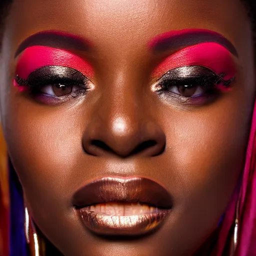 Image similar to Photo of a African woman ,bold, self confidence, cinematic, light makeup focus