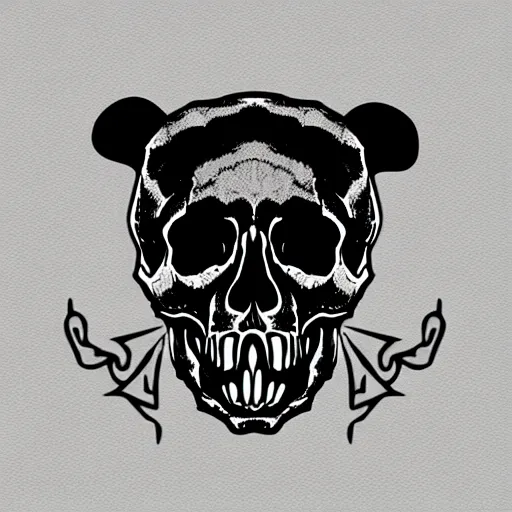 Prompt: skull with bear head on top