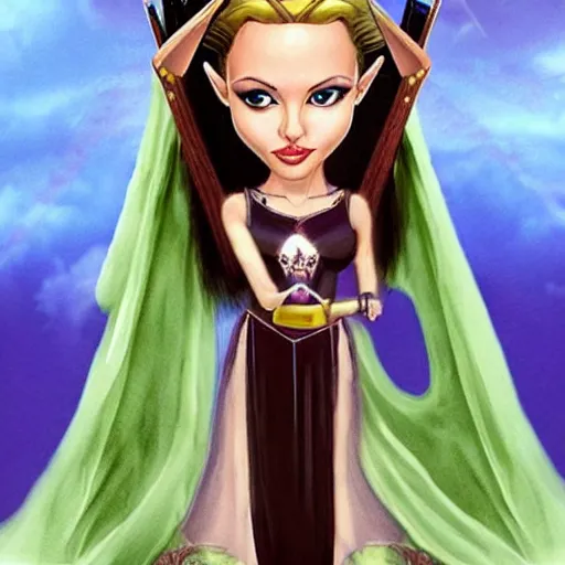 Image similar to an amazing award winning photo of angelina jolie as princess zelda