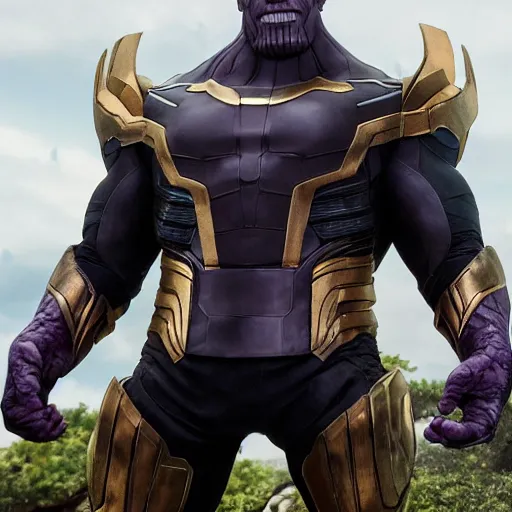 Image similar to darkness from genshin impact as Thanos in avengers infinity war